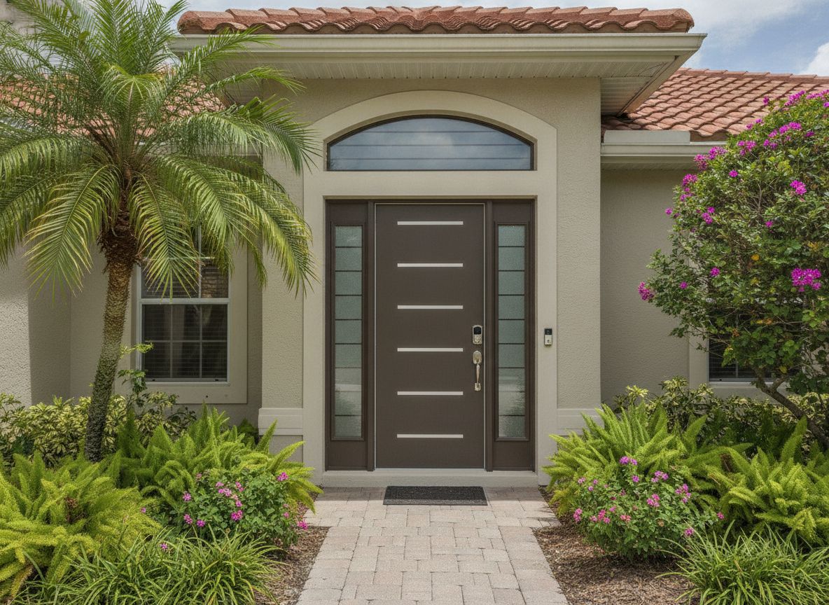 Modern impact entry door with sidelights