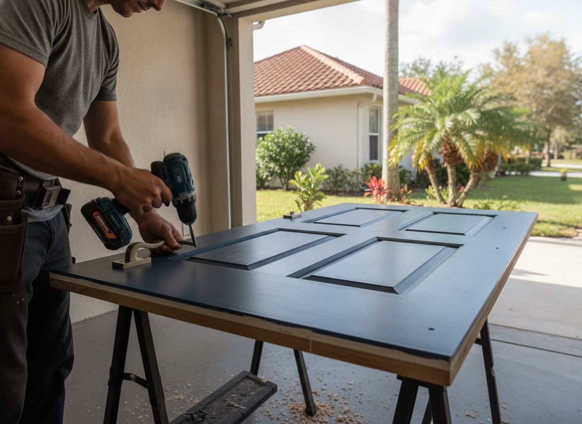 Installing door hardware on a fiberglass entry door slab